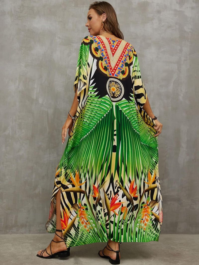 IMAGEKOPE Kaftan Dresses for Women Plus Size Bathing Suit Cover up Caftan Maxi Beach Dresses - Image 3